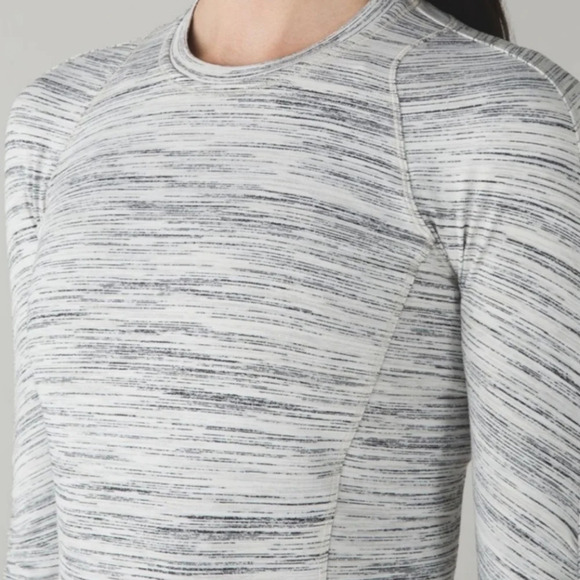 Lululemon Runderful longsleeve Gray/white spacedye Athleisure Yoga Gym 8 - Picture 4 of 7